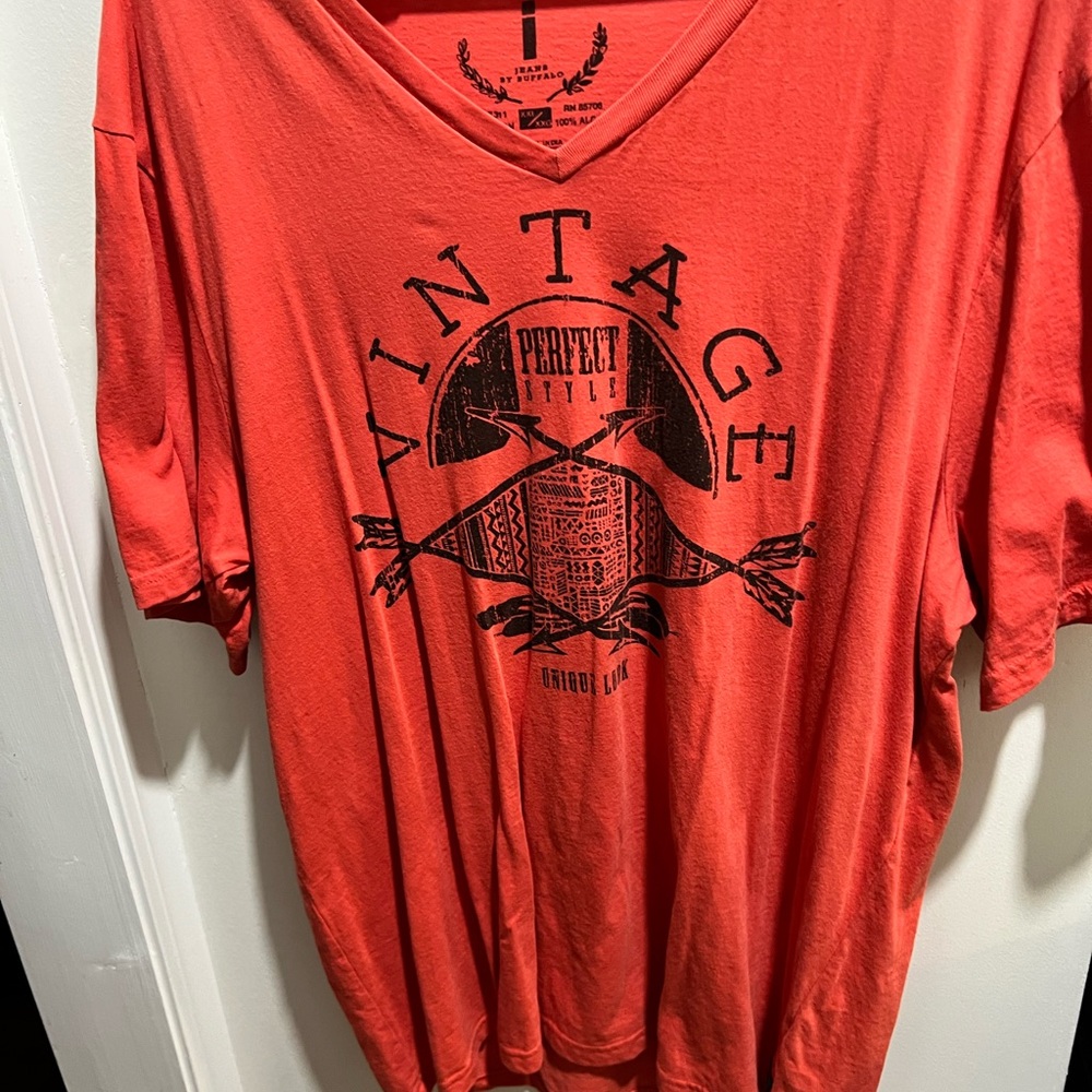 Buffalo David Bitton Red V-Neck Graphic Tee